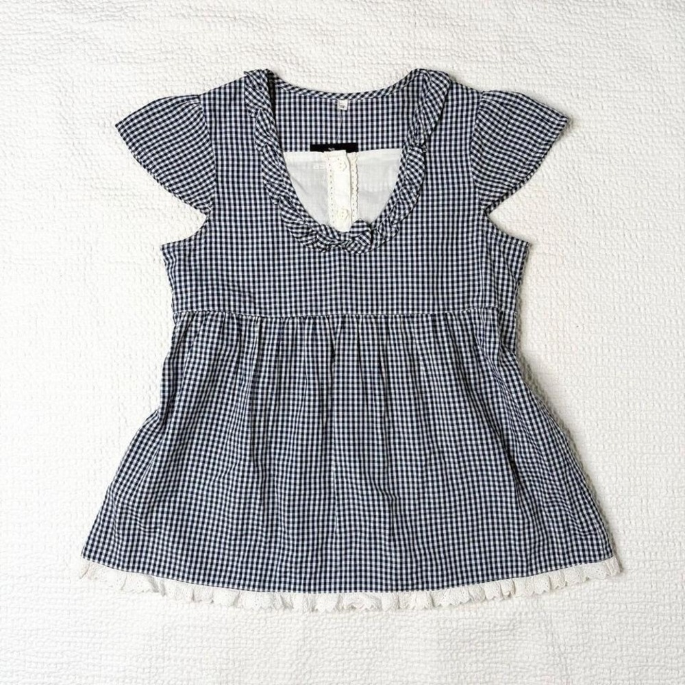 j-fashion coquette gingham babydoll top